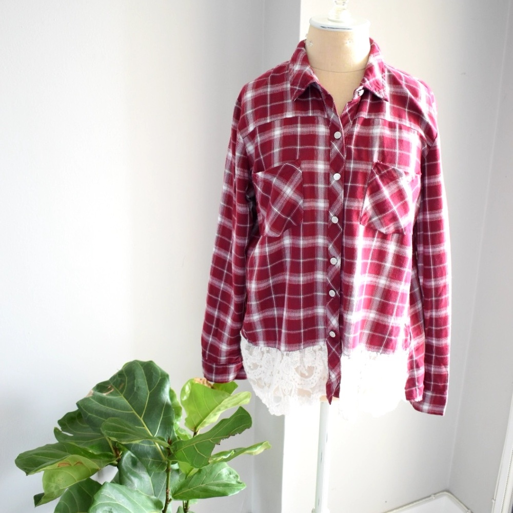 Plaid Lace Bottom Flannel